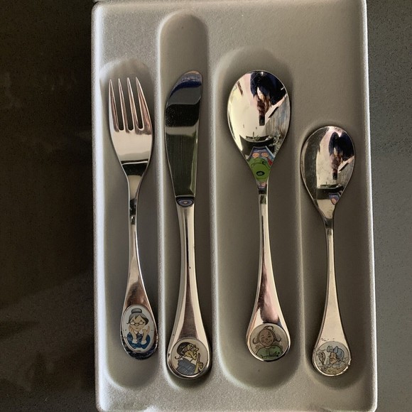 WILKENS Max & Moritz 4pc flatware set KINDERBESTECK EDELSTAHL 18/8 fork spoons - Picture 3 of 16